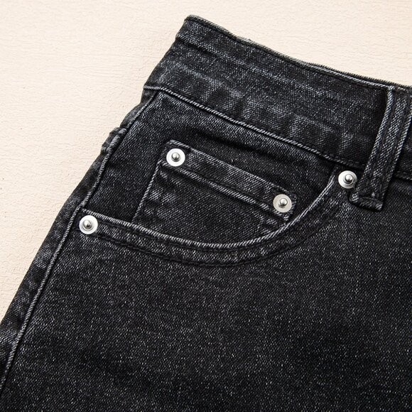 🖤 Carbon Grey Mineral Wash Ripped Raw Hem Mini Skirt – Street Style Essential - Picture 6 of 8